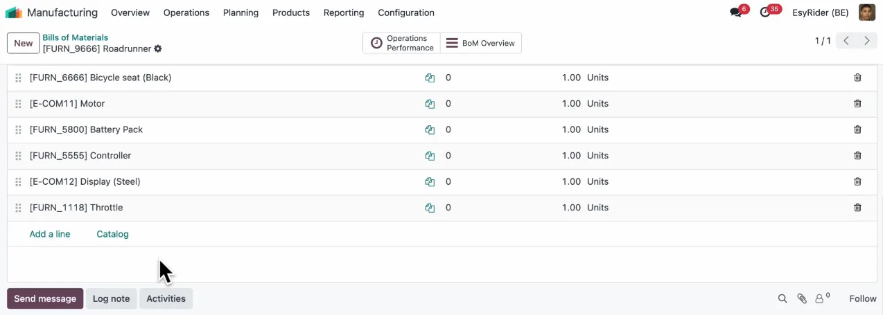 Odoo version 18 new manufacturing module for production planning enhancement.