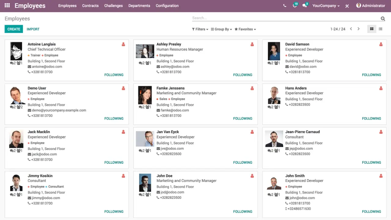 crm dashboard showing diverse group of employees with skills and experiences